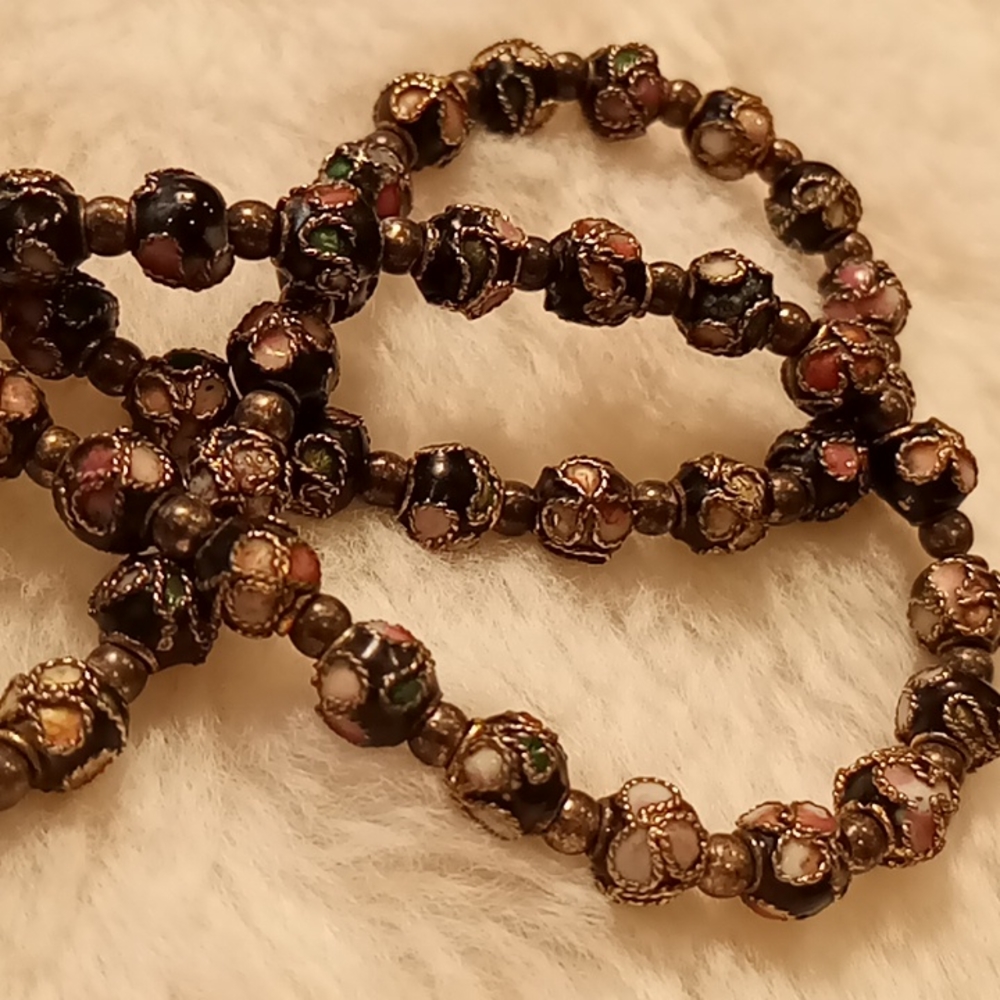 Vintage sterling silver multi colored cloisonne necklace